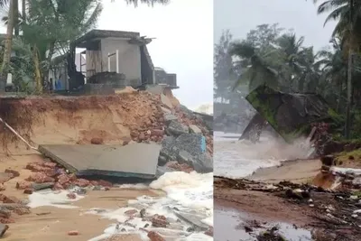 ಮಂಗಳೂರು  ಕಡಲಬ್ಬರಕ್ಕೆ ಸಮುದ್ರಪಾಲಾದ ಮನೆ  